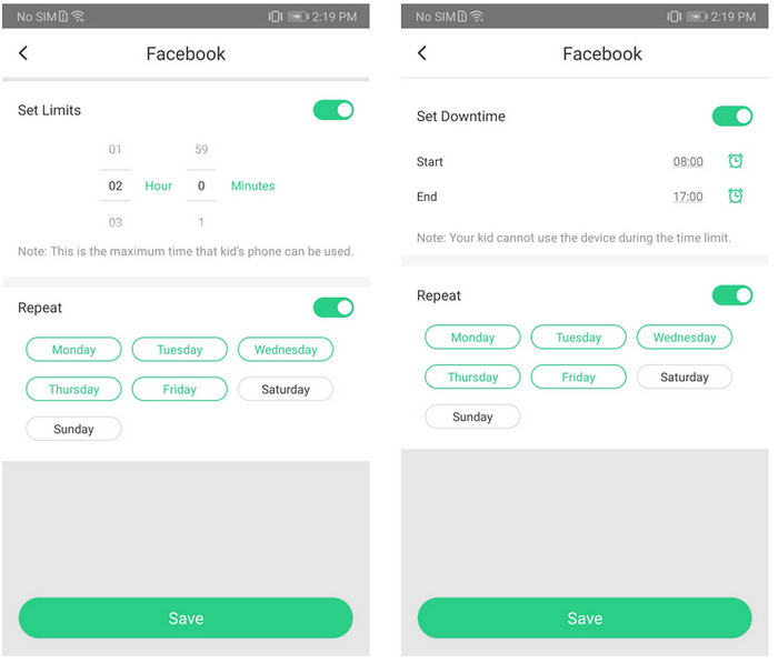 set time limits for app usage