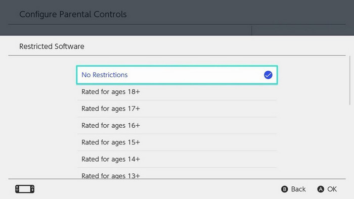 Filter age-appropriate contents on Nintendo Switch console