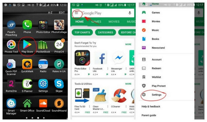 Parental Control on Google Play Store