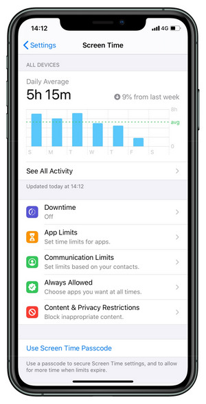 limit screen time on iOS