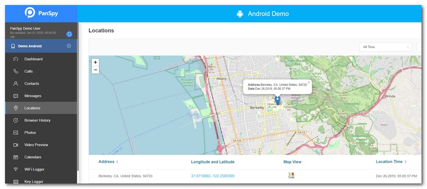 panspy location tracking