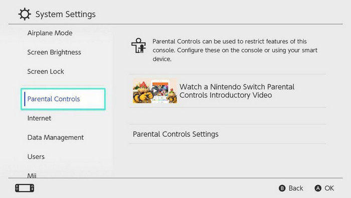 Set parental controls on Nintendo Switch console