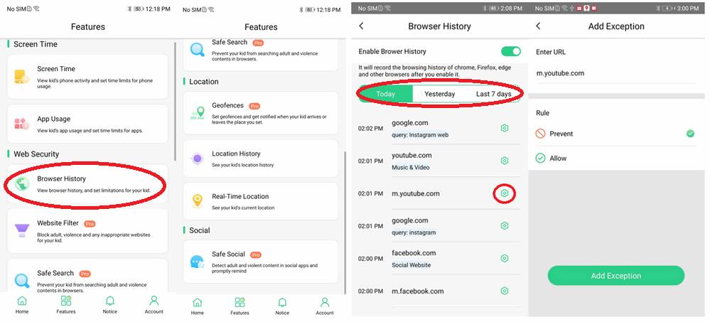 remotely track kid's browser history on Samsung Galaxy S21