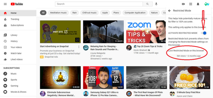 YouTube restricted-mode