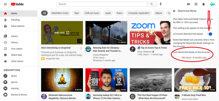 YouTube restricted-mode
