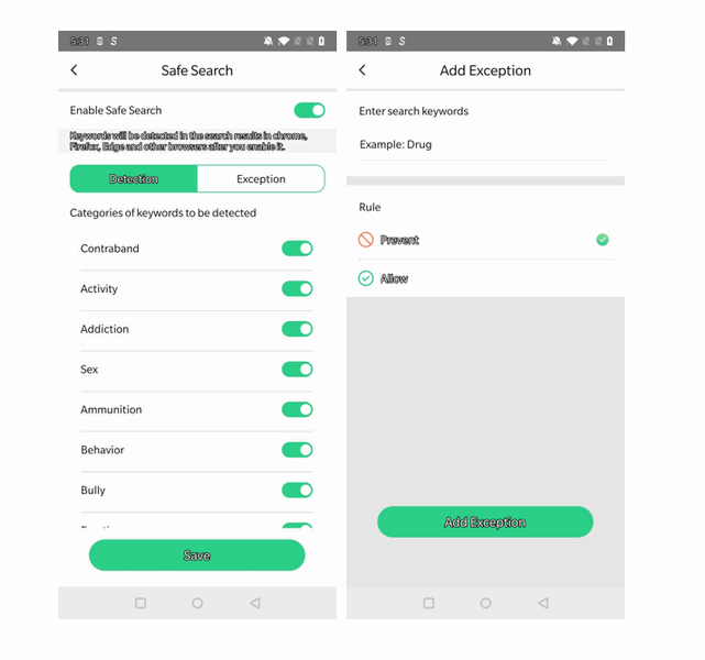 enable Safe Search on Samsung Galaxy S21