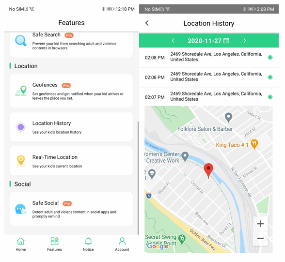 FamiKit track kid's Samsung Galaxy S21/S21 live location